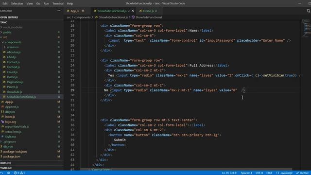 Show hide div element with radio button in React JS using functional component. смотреть онлайн