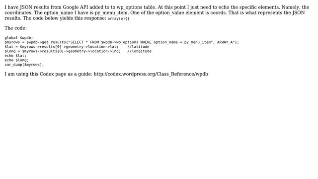 Wordpress: access JSON results from wordpress database with wpdb смотреть онлайн