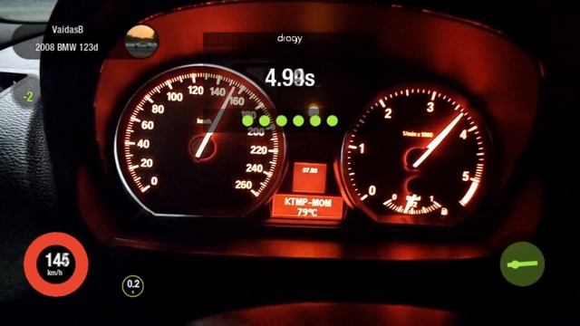 BMW E82 123d N47 STAGE 1 Acceleration Dragy 100-200 Km/h