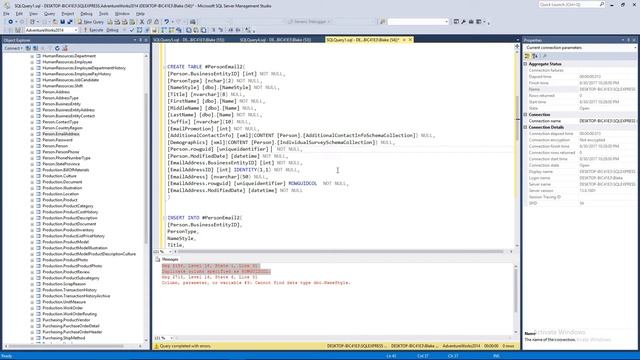 SQL Create Temp Table and Insert With Select Adventure Works Example смотреть онлайн