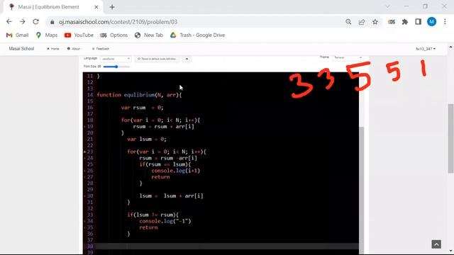 Equilibrium Element | Equilibrium Element in an array in javaScript смотреть онлайн