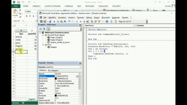 Corso VBA Excel ITA - 63 - Userform e controlli (combobox parte 1) смотреть онлайн