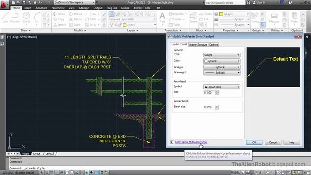 AutoCAD 2012 Introduction Training-1206 Multileader Style смотреть онлайн