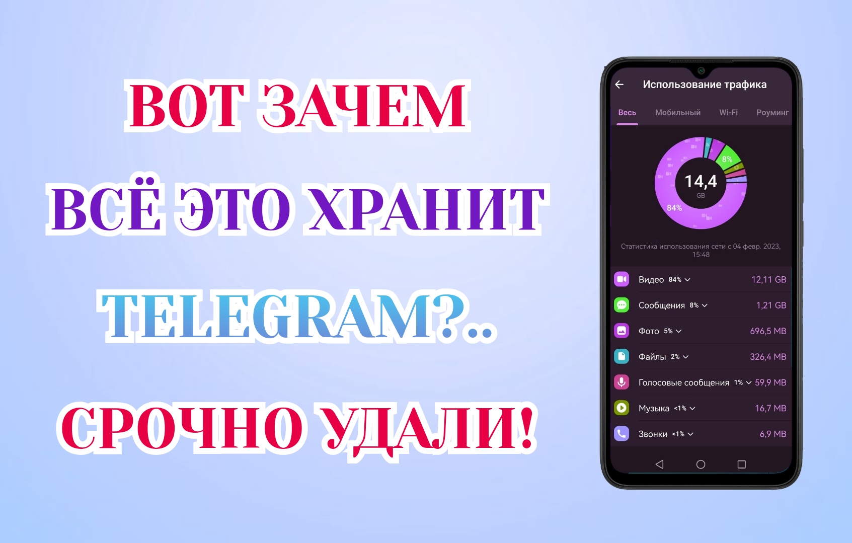 Освободил 72,5 ГБ Памяти. Как Очистить Кэш И Другие Файлы В Telegram На Андроиде? смотреть онлайн
