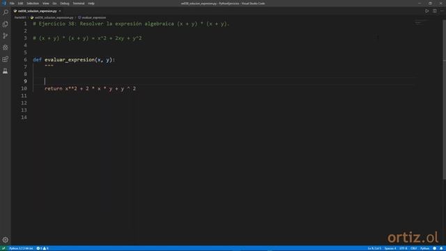 Python - Ejercicio 38: Resolver la Expresión Algebraica (x + y) * (x + y) смотреть онлайн