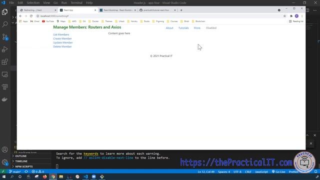 React JS 38 - Routing, Axios, Layout, Bootstrap altogether. Using navigation with Clear Example смотреть онлайн