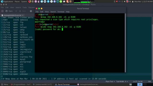 Scanning Open Ports of Metasploitable 2 Using Nmap смотреть онлайн