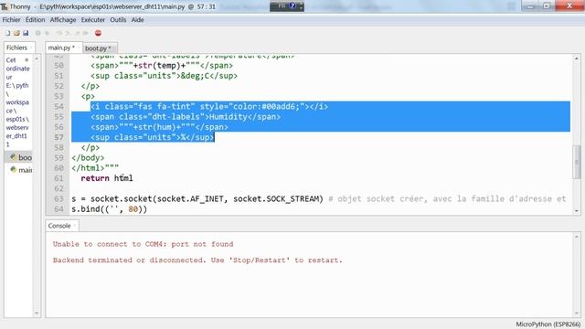 Serveur Web , avec ESP01 et DHT11, en langage python смотреть онлайн