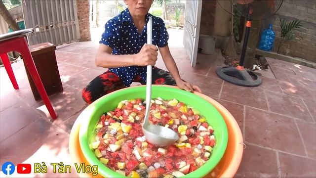 Bà Tân Vlog - Làm Thau Thạch Rau Câu Hoa Quả 7 Màu Siêu To Khổng Lồ