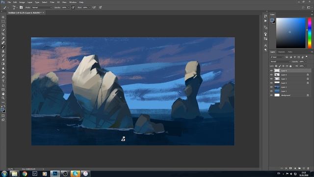 Быстрый набросок пейзажа в Photoshop смотреть онлайн