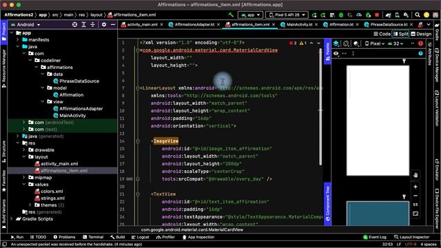 Material дизайн списка RecyclerView // Список фраз - 7 смотреть онлайн
