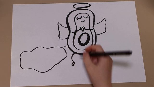 Нарисовать рисунок для детей Авокадо ангел, легко поэтапно карандашами смотреть онлайн