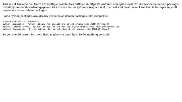 Unix & Linux: How to add a python package dependance to a debian package? (2 Solutions!!) смотреть онлайн