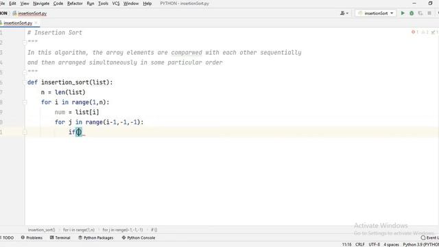 Insertion Sort in Python смотреть онлайн