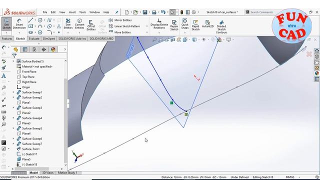 Learn to design SIMPLE and BASIC CAR SURFACE | SolidWORKS Beginner Modelling tutorial |Surface Swee смотреть онлайн