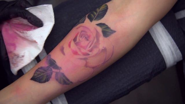 HOW TO TATTOO  Super Soft Color Rose [ Time Lapse ]