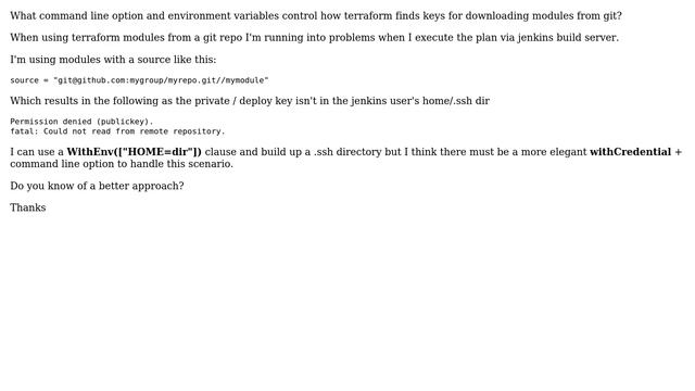 What variables (besides HOME) determine from where terraform expects to find the git key for... смотреть онлайн