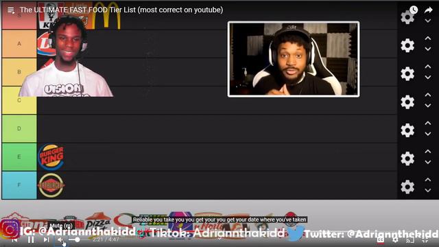 THE ULTIMATE FAST FOOD TIER LIST (Most correct on youtube) (Reaction) смотреть онлайн
