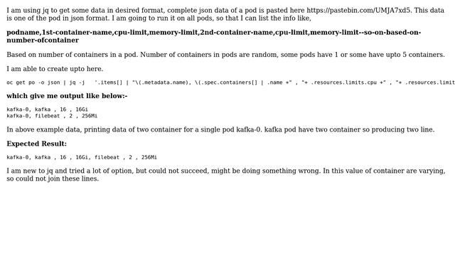 Unix & Linux: Loop through json using jq to get multiple value and merge them in a single line смотреть онлайн