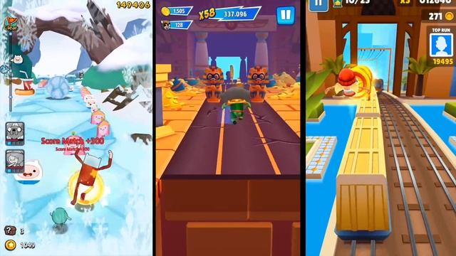 HERO DASH VS SUBWAY SURFERS VS ADVENTURE TIME RUN Gameplay Comparison (iOS Android) смотреть онлайн