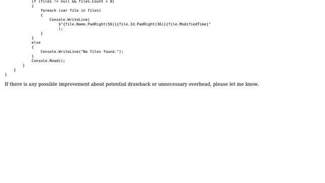 Code Review: Retrieve filename and ID with Google Drive API in C# смотреть онлайн