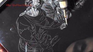 Картина  Тайная вечеря  гравированная бормашиной на стекле.