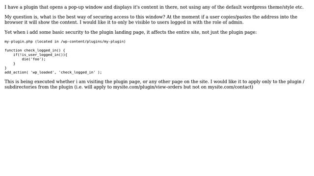 Wordpress: Securing a plugin pop-up window смотреть онлайн