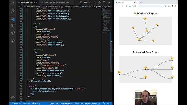 Using React (Hooks) with D3 – [11] Physics-based Force Layout смотреть онлайн