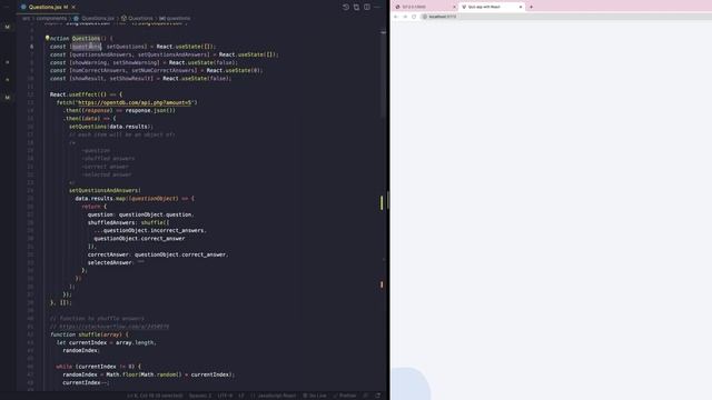 Build quiz app with React #16 - Play again & outro смотреть онлайн