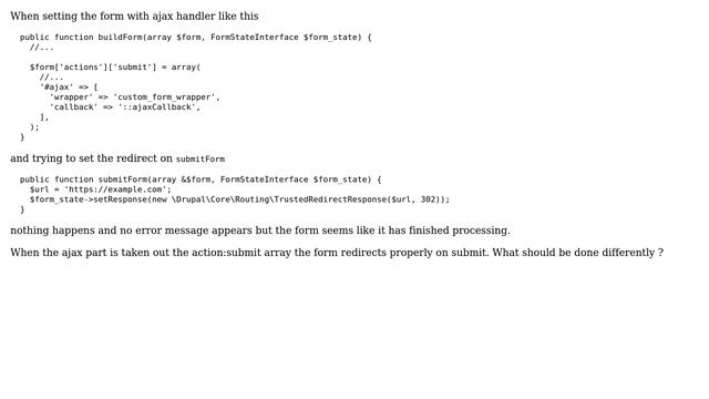 Drupal: How to redirect custom ajax form to external url? смотреть онлайн
