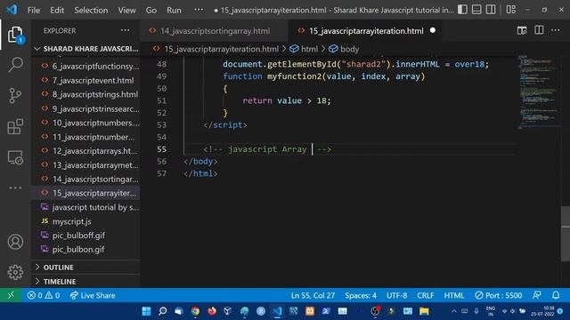 JavaScript Array Iteration Tutorial || JavaScript Tutorial Step by step in Hindi #15 смотреть онлайн