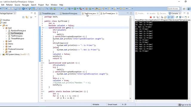Thread random number and test prime in Java смотреть онлайн