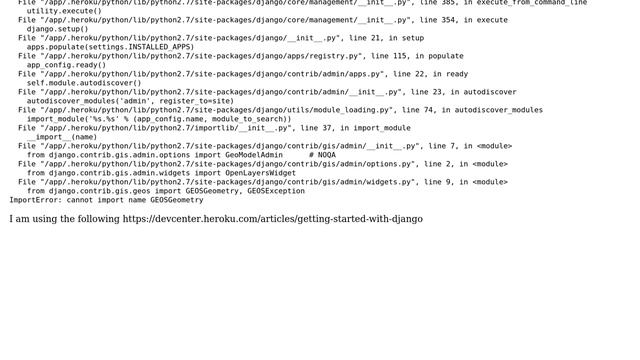 GIS: ImportError: cannot import name GEOSGeometry Django 1.7 смотреть онлайн