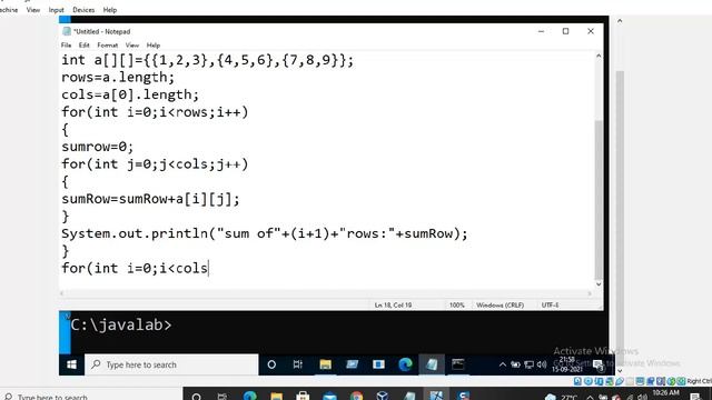 sum of rows and columns in java|| java lab in telugu смотреть онлайн