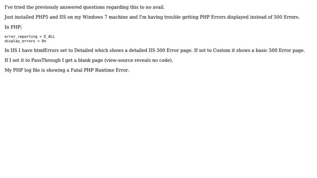 Can't get PHP Errors in IIS7.5 (2 Solutions!!) смотреть онлайн