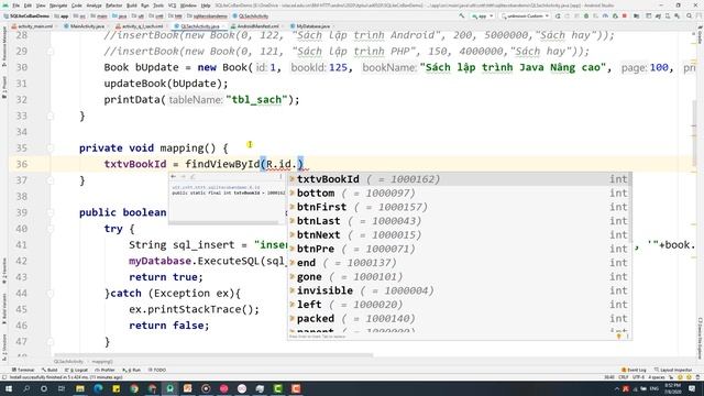 9.6 SQLite - QLSach thiết kế giao diện hiện thị sách, load dữ liệu và hiện thị quyển sách đầu tiên смотреть онлайн