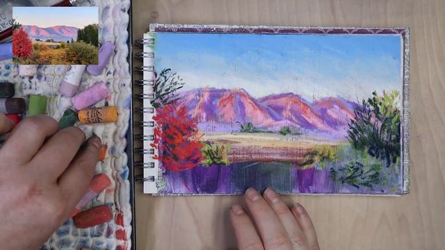 Using Pastel Grounds For The First Time || Painting a Pink Mountain Landscape using Soft Pastels. смотреть онлайн