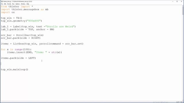 Python Tkinter - 16 - Scrollbars смотреть онлайн