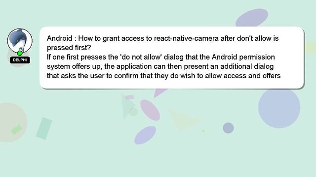 Android : How to grant access to react-native-camera after don't allow is pressed first? смотреть онлайн