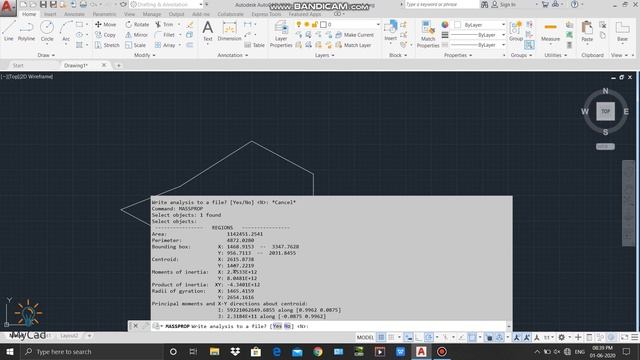 AutoCad 2020:Tutorial-5: How to find centroid, Moment of Inertia about any axis of any area. смотреть онлайн