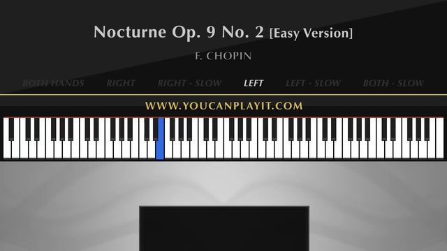 Chopin - Nocturne Op 9 No 2 - EASY Piano Tutorial For Beginners