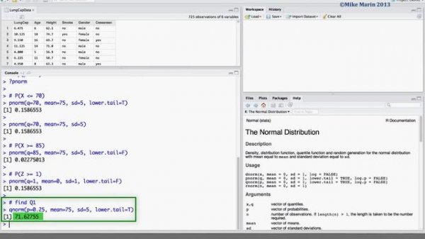 Normal Distribution, Z Scores, and Normal Probabilities in R | R Tutorial 3.3| MarinStatslectures