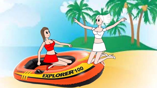 Inflatable Boat Heel Pop. Animation