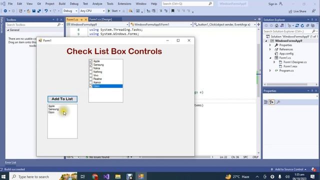 9. Check List Box Control in WinForms | C# WinForms Tutorial for Beginners смотреть онлайн