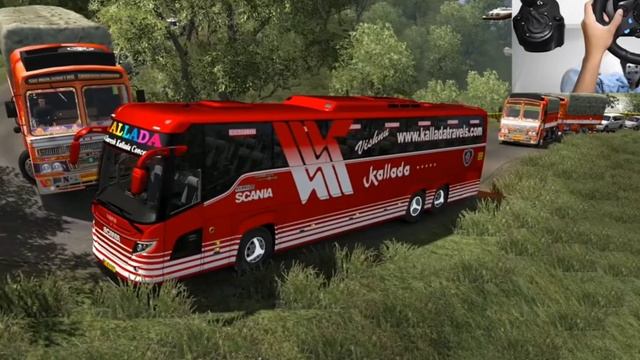 Scania Bus Driving With Steering wheel + Gear Shifter | Euro truck simulator 2 : with Bus Mod {BKR смотреть онлайн