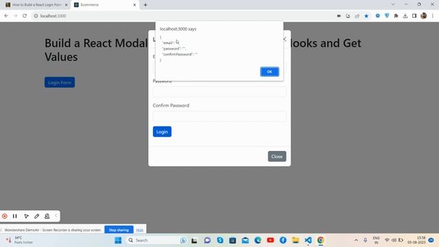 Build a React Modal POP UP Login Form With Hooks and Get Values смотреть онлайн