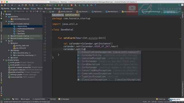 Kotlin android tutorial - 93 - Broadcast Receiver and Set alarm time смотреть онлайн