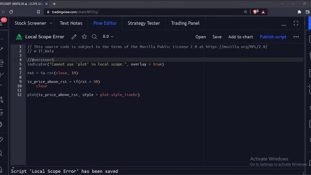 TRADINGVIEW--PINE SCRIPT: ERROR = CAN NOT USE PLOT IN THE LOCAL SCOPE || TUTORIAL. смотреть онлайн
