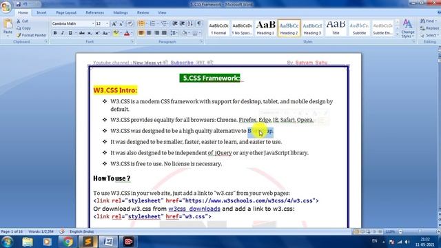 w3css Framework (M2-R5) O Level | O Level CSS Framework | w3 css framework in hindi смотреть онлайн