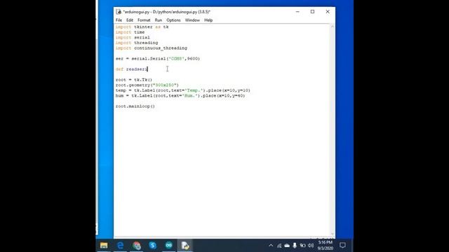 Arduino data on tkinter gui displaying dht11 data | Arduino serial communication with python смотреть онлайн